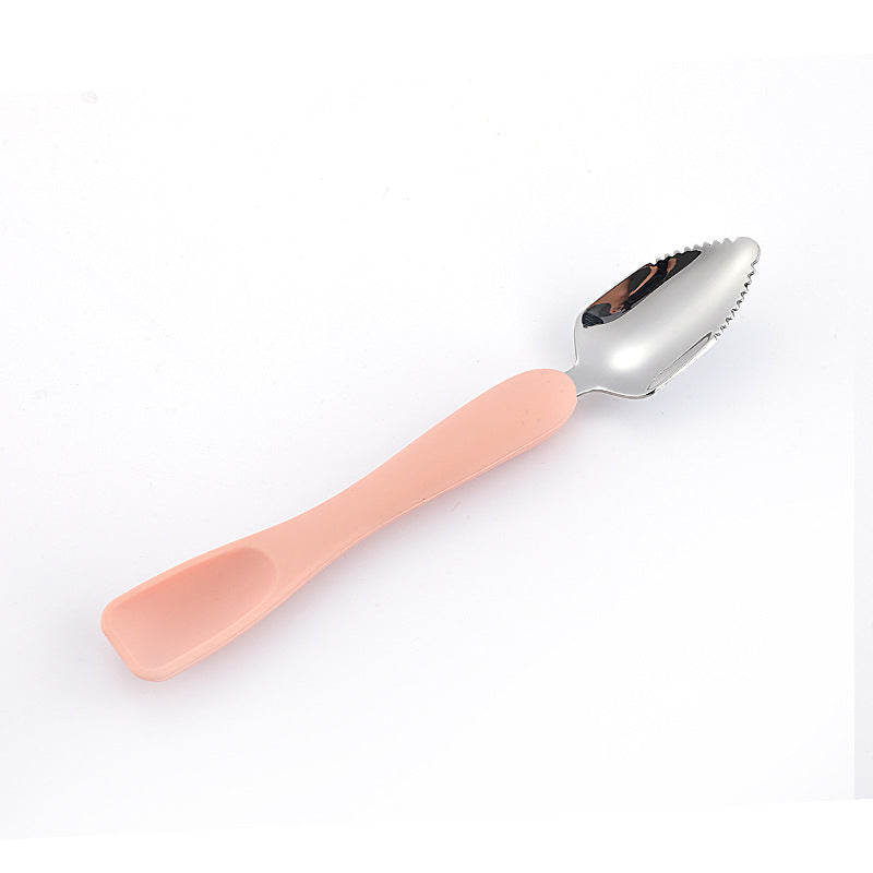 Wholesale Stainless Steel Silicone Baby Food Double-headed Spoon